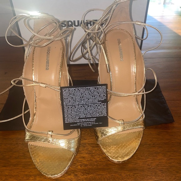 DSquared2 Riri 120 heel sandal. Gold snake size 40 - Picture 3 of 8